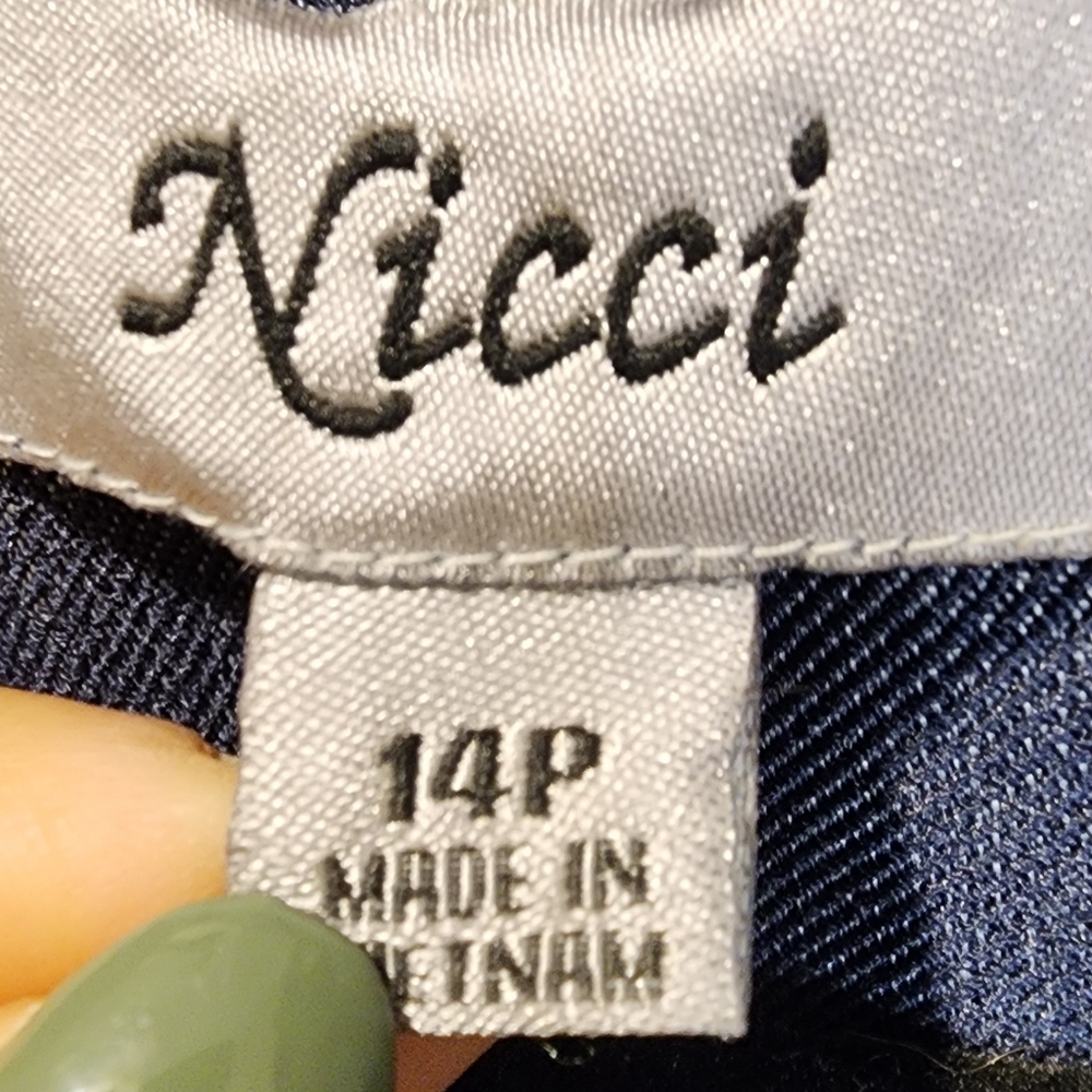 Nicci Navy Blue Denim Midi Belted Dress With Pockets Size 14p - Picture 2 of 12